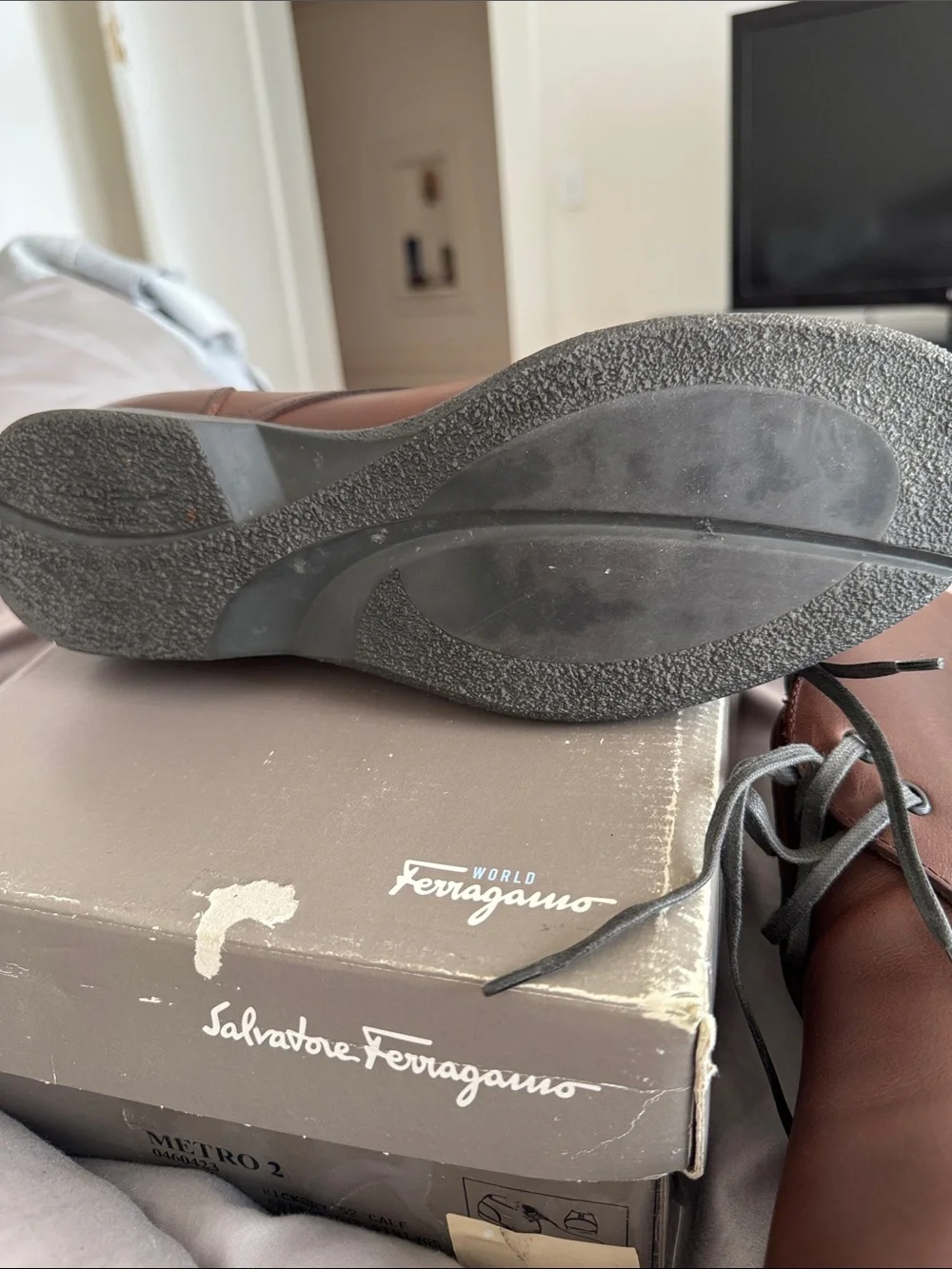 Salvatore Ferragamo Men's Chestnut Brown Leather Chukka Boots